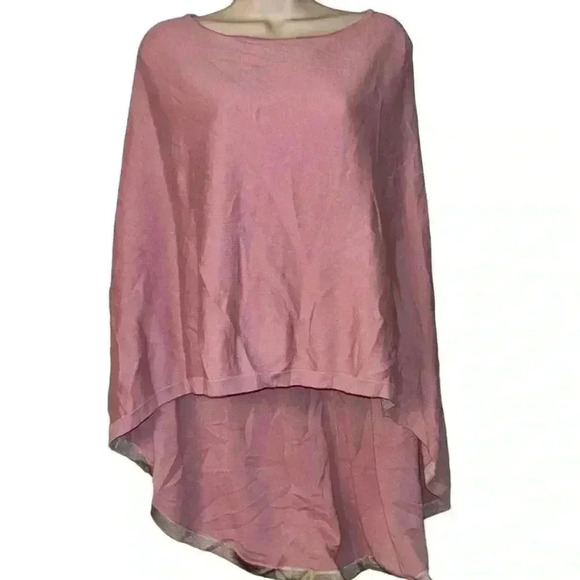 St. John pink knit poncho wool viscose size small tight knit - Picture 1 of 6